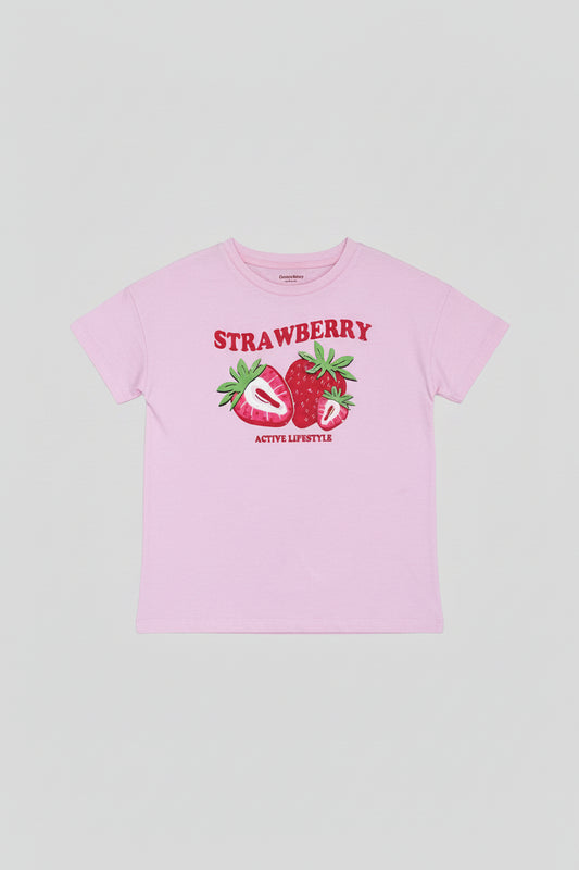 Strawberry drop shoulder T-shirt