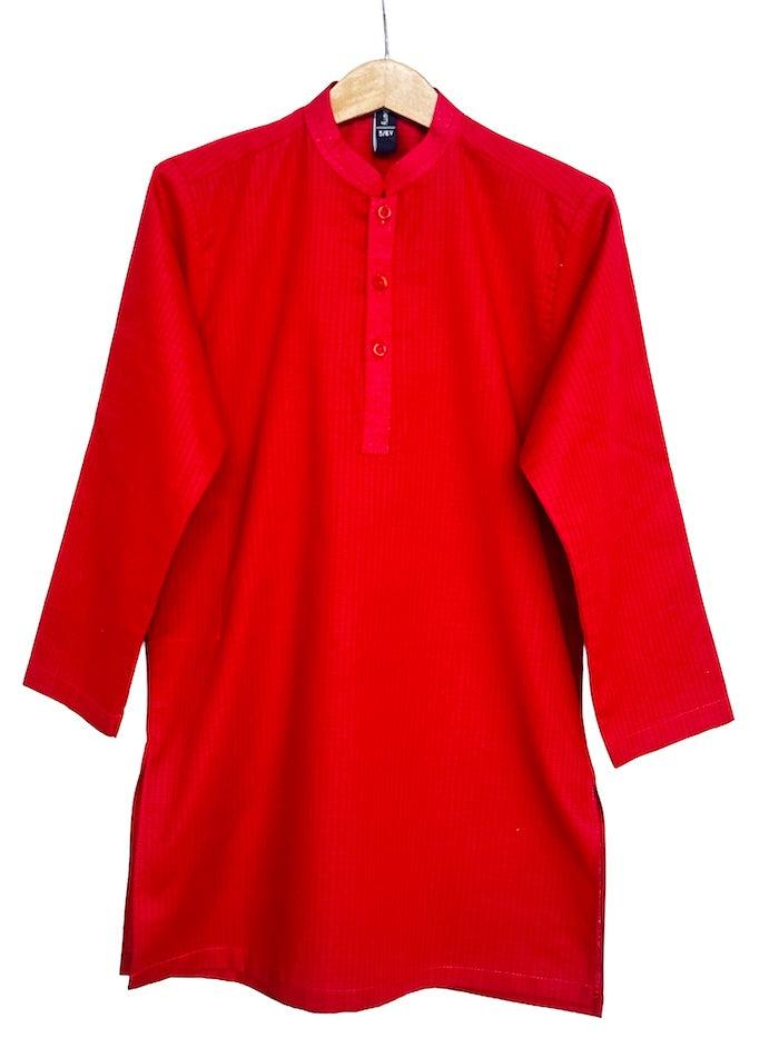 Boys red jacquard Kurta