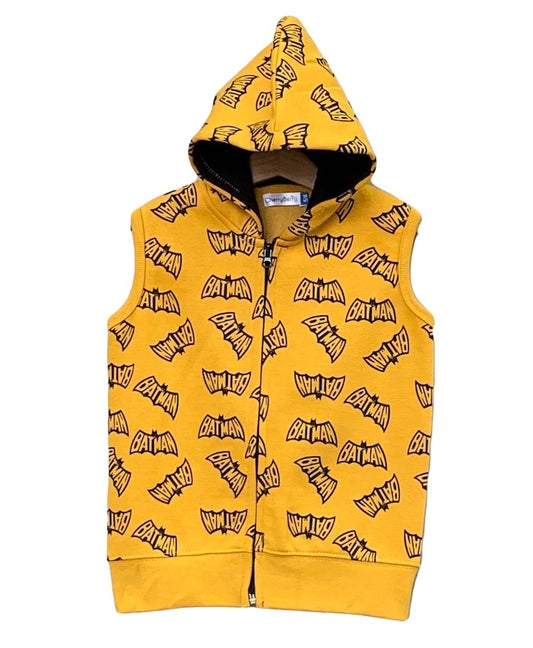 Printed sleeveless zipper Hoodie