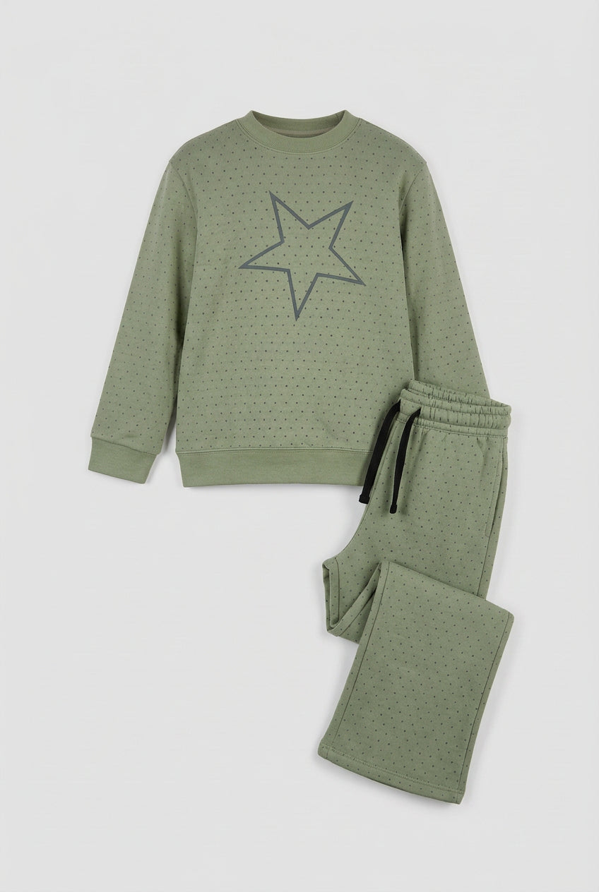 Girls star allover printed sweatsuit