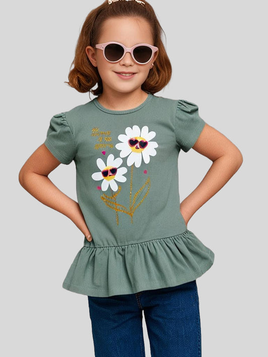 Soft cotton girls’ t-shirt featuring a bold "My Sister My Bestie" graphic print, perfect for casual wear