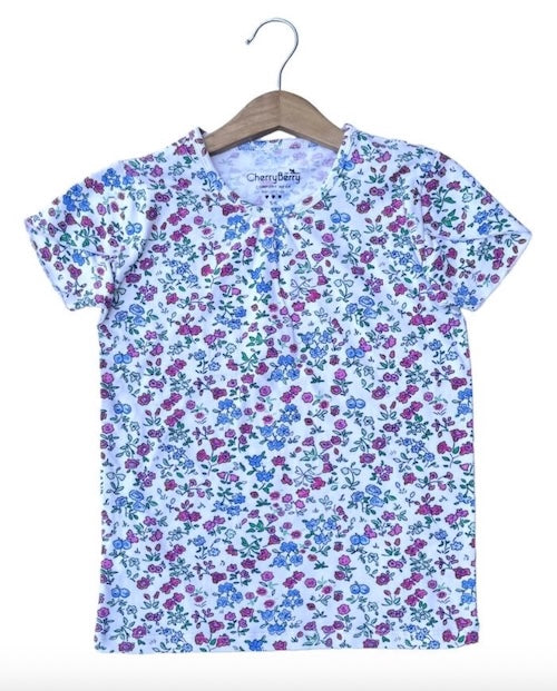 Girls Flower Printed T-shirt