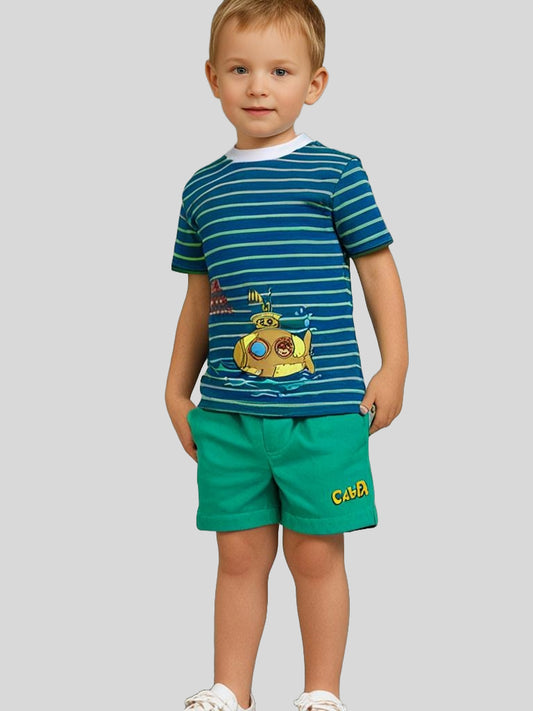 Infants boys striped printed T-shirt